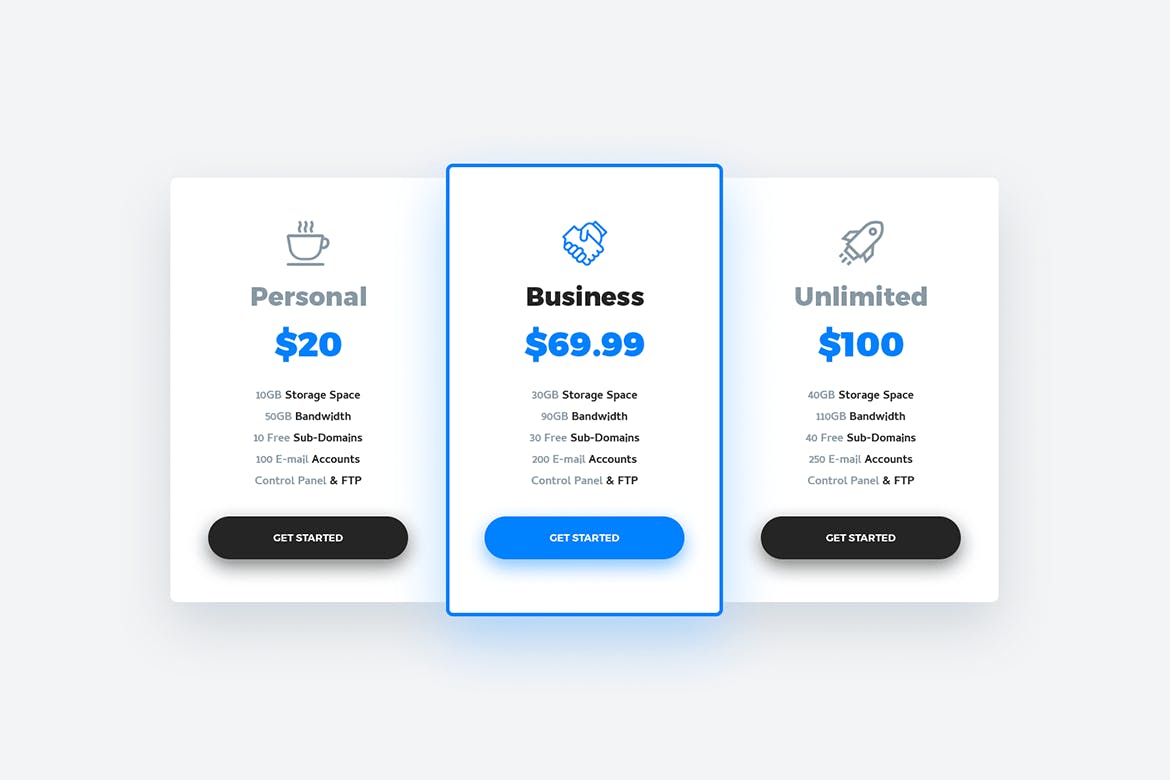 7种设计风格网站服务价格表单设计PSD模板 Soft Material Pricing Table PSD Templates插图(7)