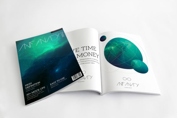 A4尺寸规格杂志封面和内页设计效果图样机01 A4 Magazine Mockup for Cover &amp; Spread Page 01