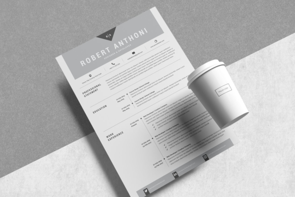 极简主义创意电子简历模板 4 Pages Creative Resume Pack
