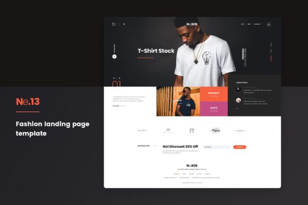 时尚行业网站着陆页设计PSD模板 Ne13 – Fashion landing page template