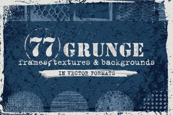 复古工业设计风格纹理/背景/图形素材 Vector Grunge Textures, Backgrounds, Frames Set