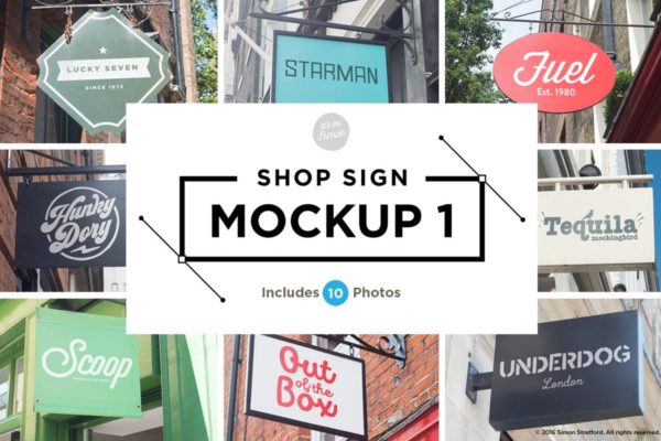 店铺店招广告牌店招样机 Shop sign mockups 1