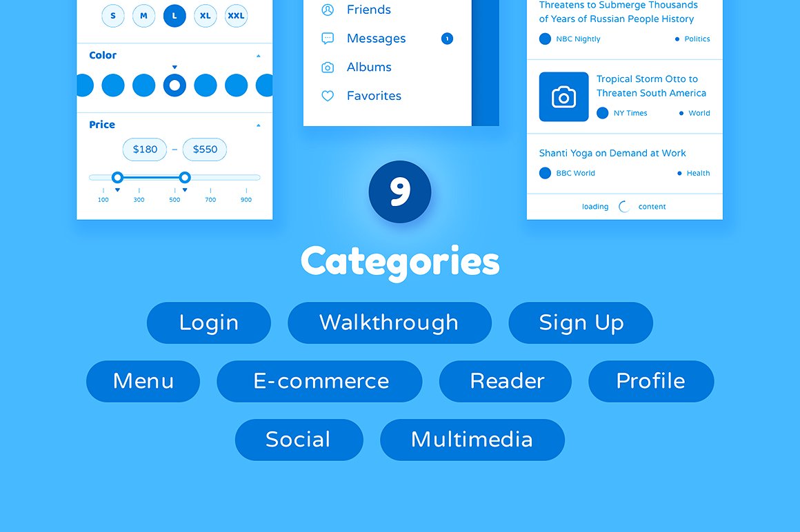 手机应用设计线框图套件 Liberty Mobile Wireframe Kit [ for Sketch &Photoshop]插图(3)