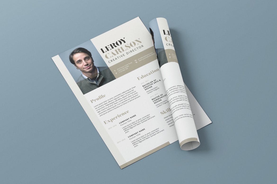 极简设计风格个人电子简历设计AI&PSD模板v13 Clean Minimalist CV Resume AI and PSD Flyer Vol.13插图(4)