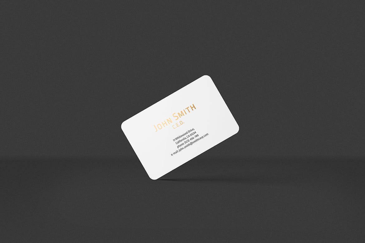 高端圆角企业名片设计图素材库精选套件 8.5×5.5 Landscape Business Card Mockup插图(8)