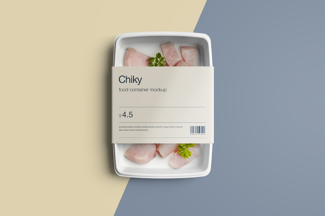 一次性食品包装盒设计效果图样机 Disposable Food Container Mockup插图