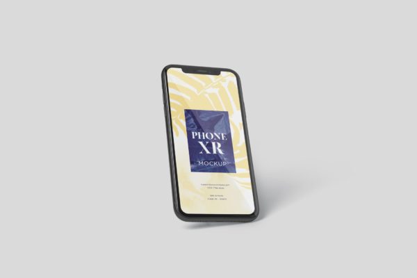 iPhone XR智能手机多角度屏幕预览样机模板 Phone XR Mockup