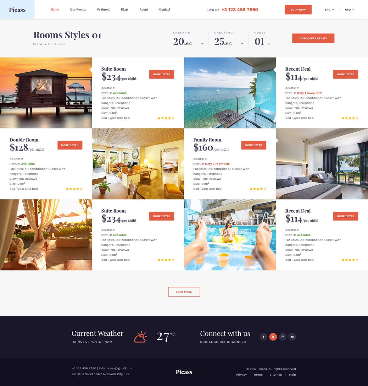 酒店预订网站设计PSD模板 Picass | Hotel PSD Templates插图(5)
