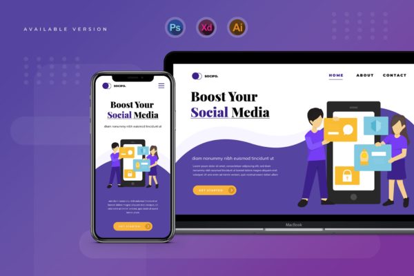 社交媒体主题网站Banner&amp;落地页设计素材库精选 Social Media – Banner &amp; Landing Page