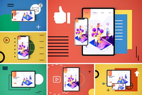 社交媒体APP应用&amp;Web网站设计样机模板 Social Media App MockUp