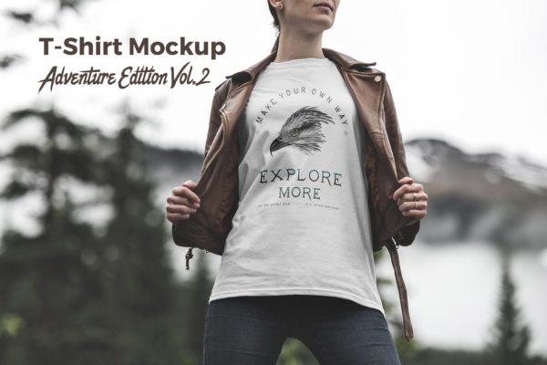 户外场景男士T恤设计效果图样机模板v2 T-Shirt Mockup Adventure Edition Vol. 2