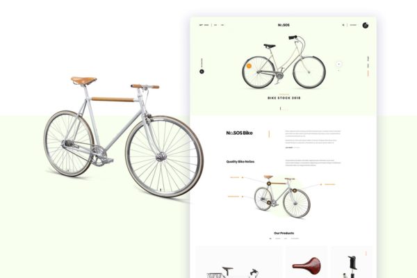 自行车品牌网站&amp;网上商城着陆页设计模板 Ne25 – bike store landing page template