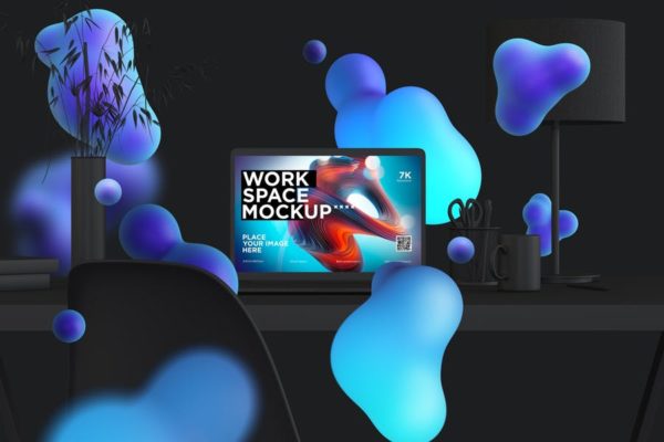创意工作空间MacBook Pro设计展示样机 workspace desk clay mockup with macbook pro