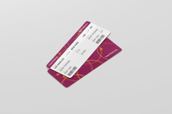 高品质的圆角机票/入场券/优惠券样机 Ticket Round Corner Mockup