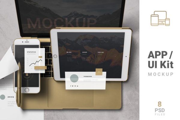 个性化APP&amp;网站设计效果预览样机 App / UI Kit Mockups