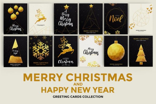 圣诞节&amp;新年贺卡海报设计模板合集 Merry Christmas and Happy New Year Brochure
