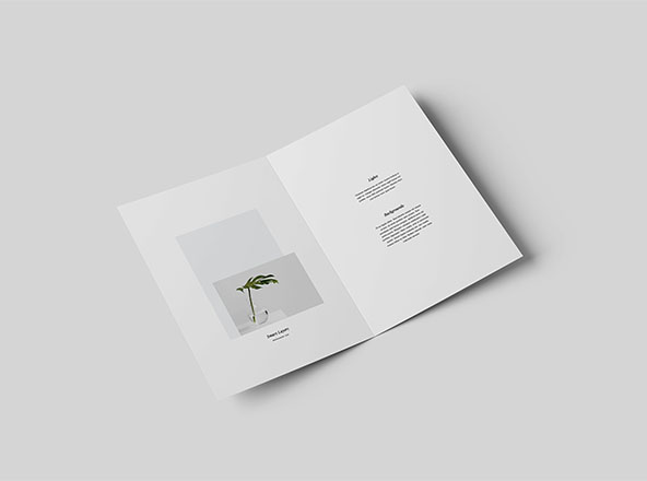 A4尺寸大小双折传单设计内页版式效果图样机模板 A4 Bifold Brochure Mockup