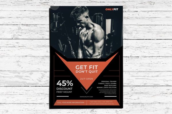 运动俱乐部/健身房广告传单海报设计模板 Gym Flyer