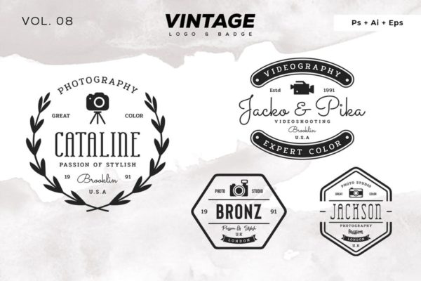 欧美复古设计风格品牌素材库精选LOGO商标模板v8 Vintage Logo &amp; Badge Vol. 8