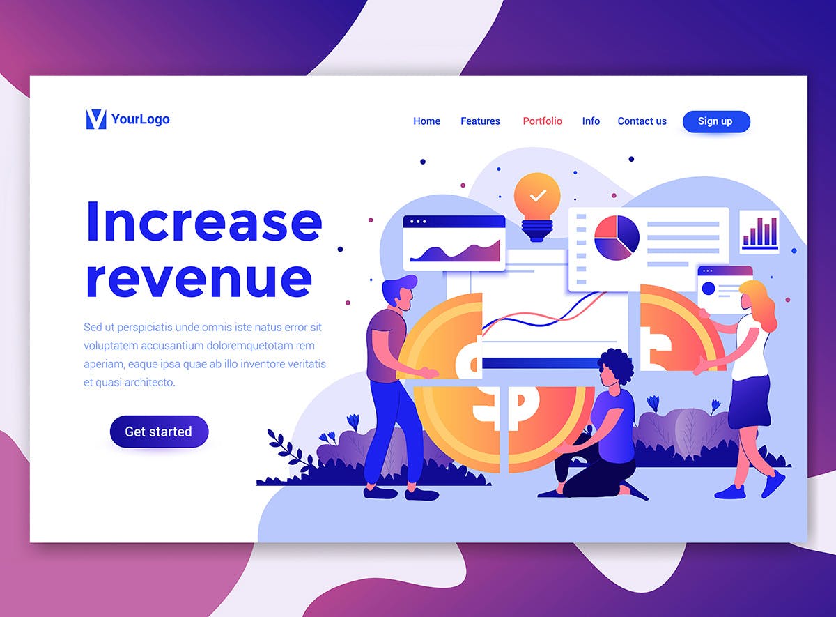 现代扁平化设计风格网站&APP设计素材库精选概念插画合集 Landing page templates kit插图(7)