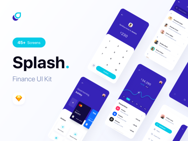 素材库下午茶：金融电子钱包管理应用APP UI设计Sketch模板