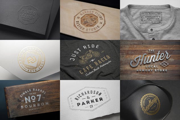 10款品牌Logo/店招/徽章设计效果展示图素材库精选模板v1 10 Logo/Badge Mock-Ups Vol.1插图(1)