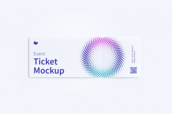 门票入场券设计单张平铺顶视图样机素材库精选模板 Event ticket mockup, top view