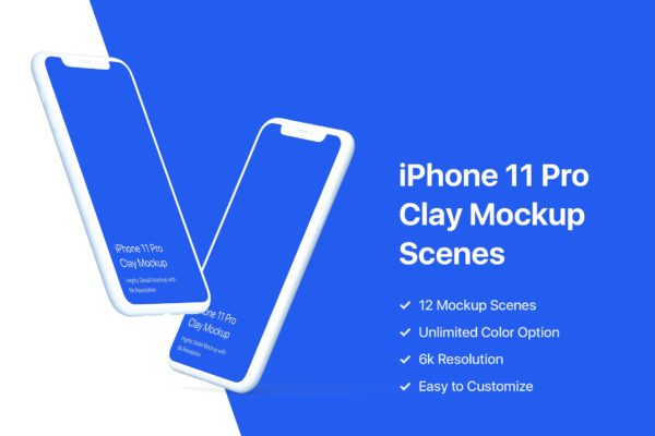 黏土陶瓷风格iPhone 11 Pro手机素材库精选样机模板 iPhone 11 Pro Mockup – Clay Mockup Pack