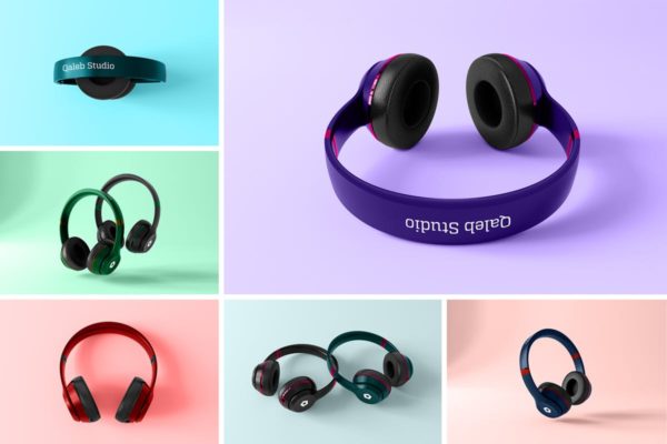 高品质头戴运动音乐耳机样机模板 Headphones Mockup