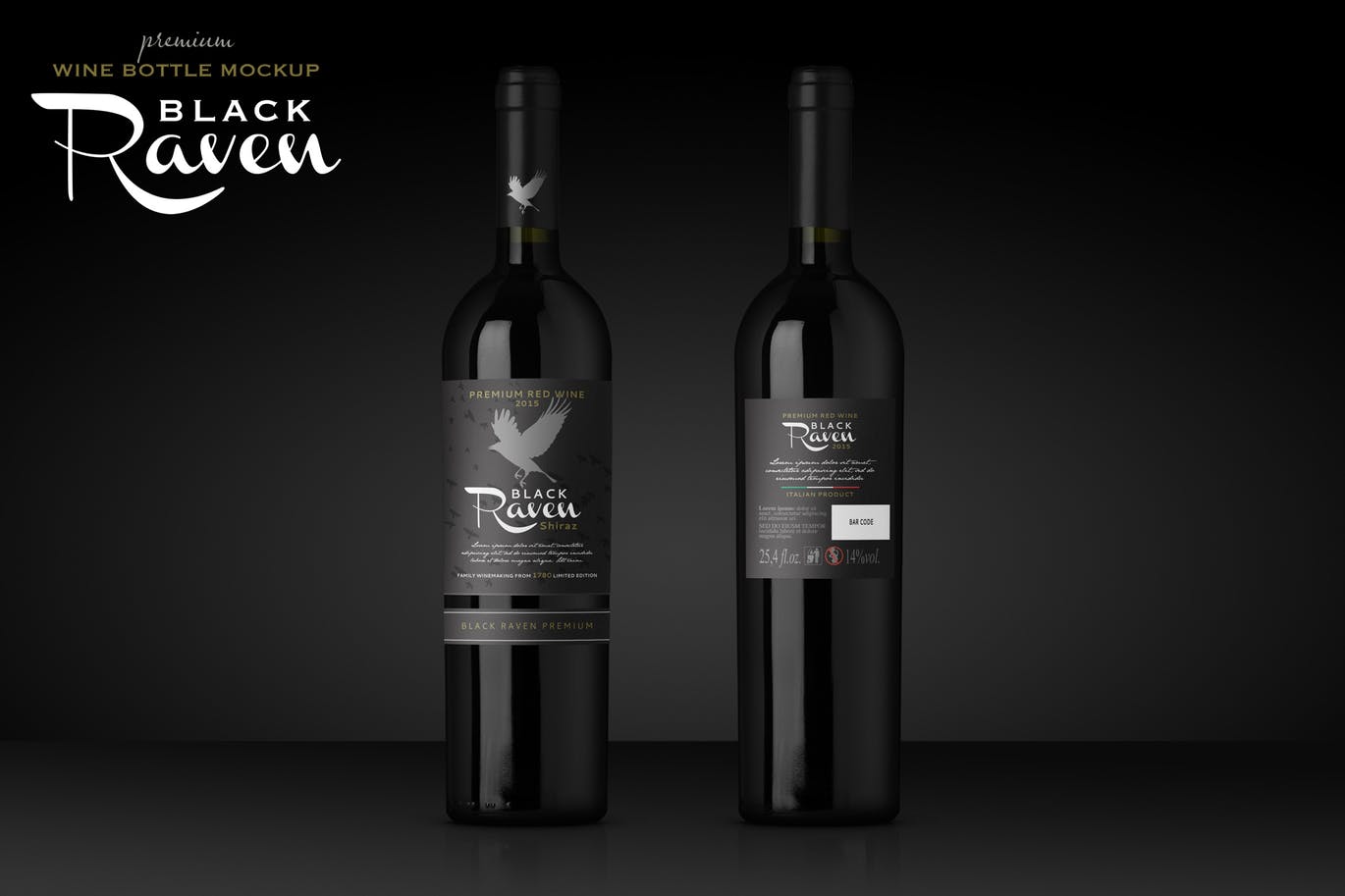 高端红酒酒瓶设计样机模板 Premium Red Wine Mockup插图