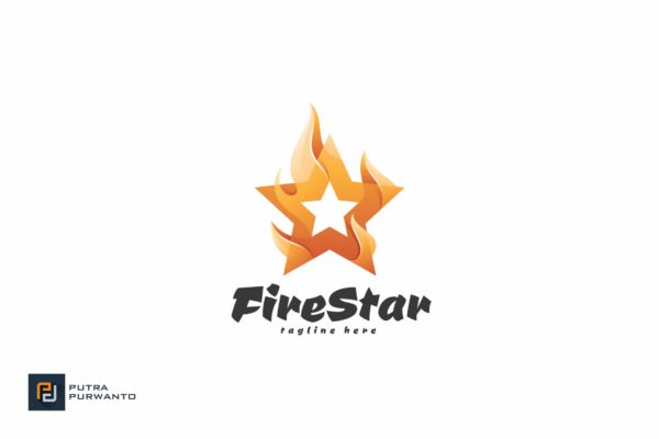 火焰五角星几何图形Logo设计素材库精选模板 Fire Star – Logo Template