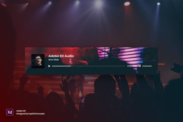 音频播放器小部件窗口网站设计素材 Audio Player Widget – Adobe XD