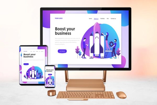 跨平台设计项目展示样机合集 Responsive Screens Mockup