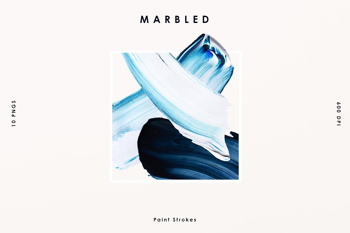 蓝色大理石油画泼墨纹理 Blue Marbled; Paint Strokes插图