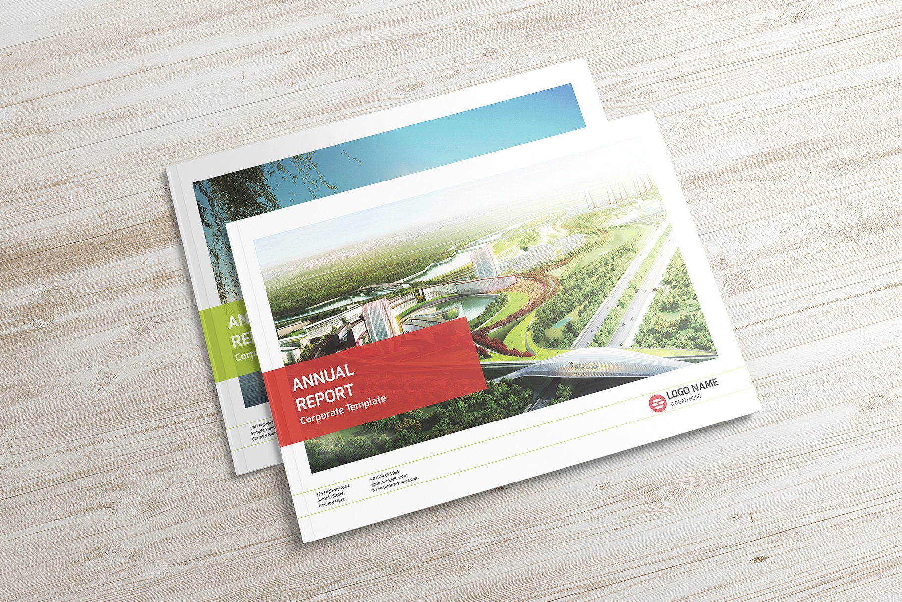 A4规格企宣画册样机模板 A4 Landscape Catalog Mockups v.2插图