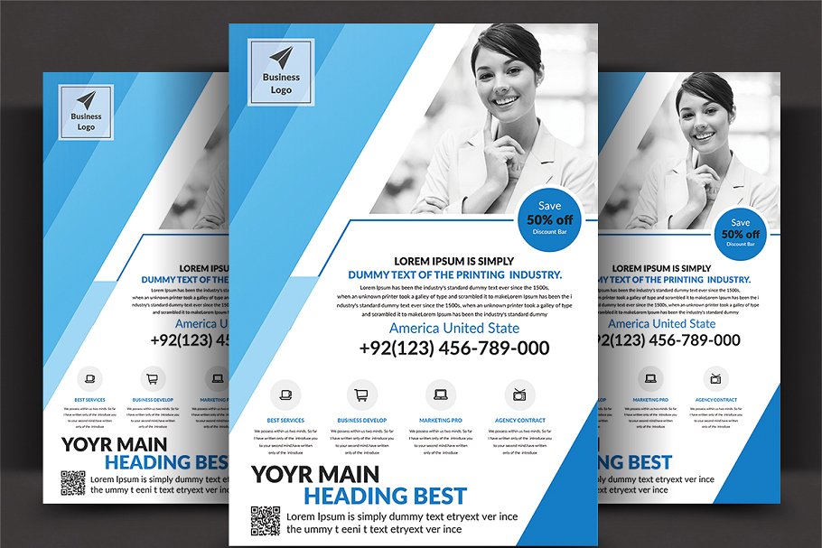 企业商务项目介绍宣传单设计模板 Flyer Design Bundle插图(3)