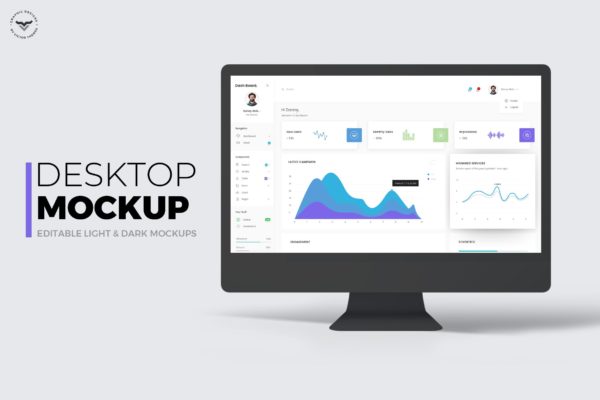 酷黑一体机电脑Web设计屏幕演示素材库精选样机 Desktop Mockups