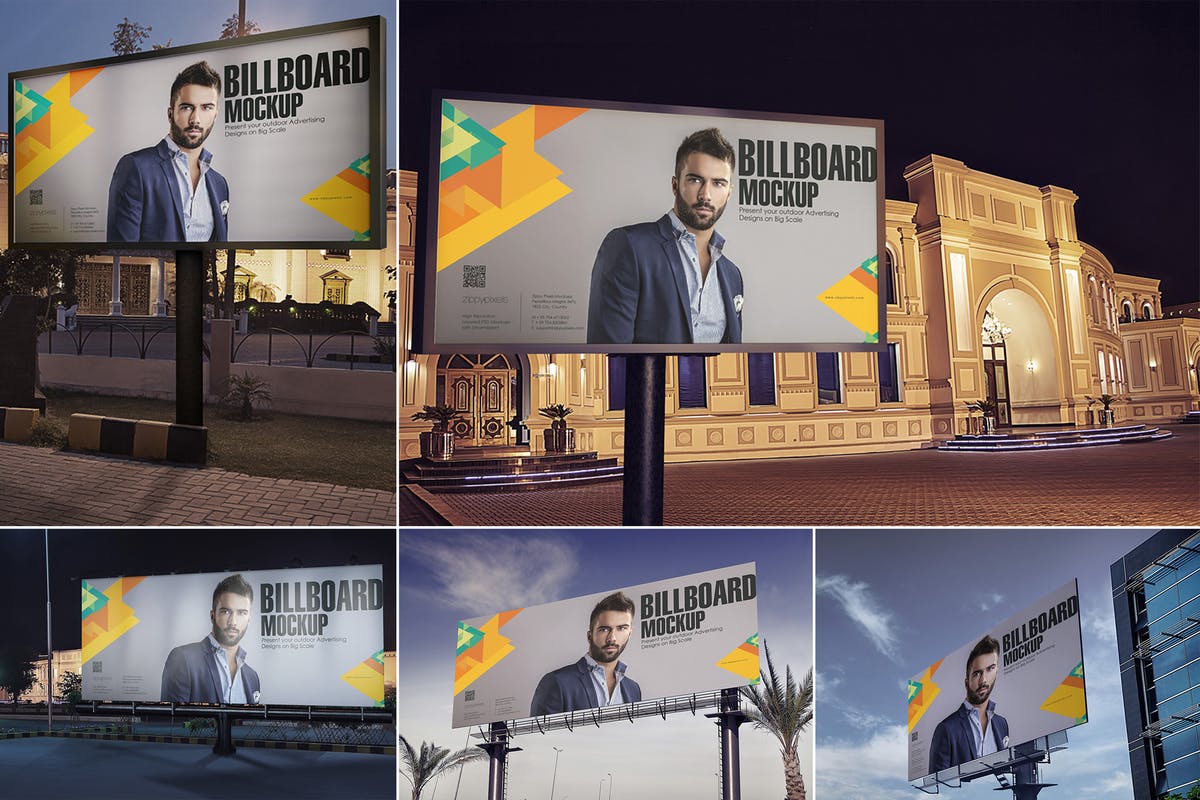城市户外巨无霸广告牌灯箱广告样机模板 Billboard Mockups插图
