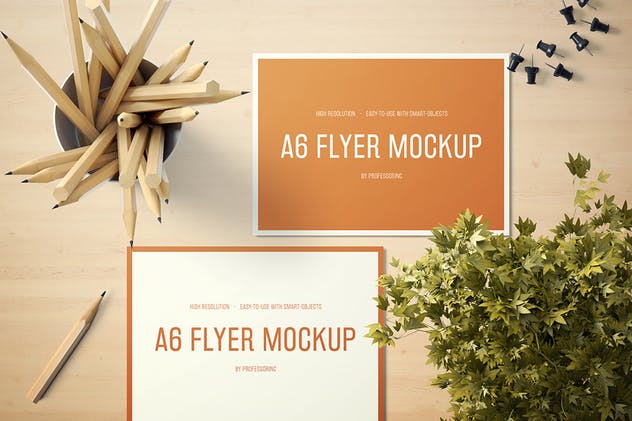 高品质A6横向传单样机套装v1 A6 Landscape Flyer Mockup Set 1插图(4)