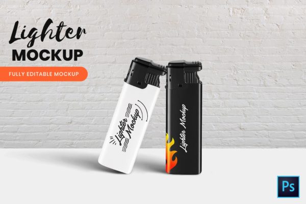 一次性打火机外观设计预览素材库精选样机 Lighter Mockup