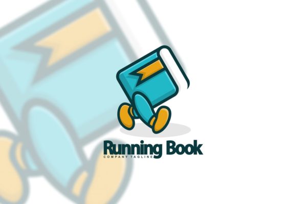 图书出版图书阅读主题“会行走”的书Logo设计素材库精选模板 Running Book