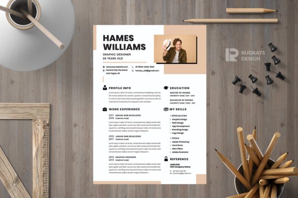 极简设计风格图形设计师简历模板 Minimalist CV Resume R26 Template
