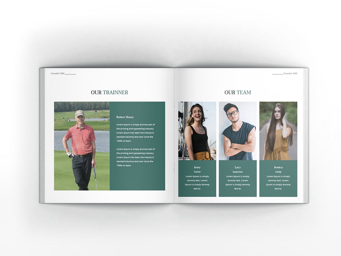 高尔夫俱乐部/体育运动场馆介绍画册设计模板 Golf Square Brochure Template插图(11)