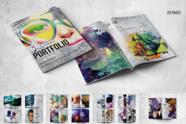 艺术创作作品集/作品画册设计模板 Artist Portfolio – A4 &amp; US Letter – 28 pgs