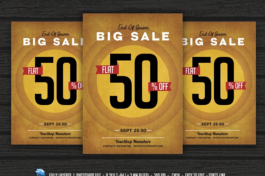 超级折扣数字促销海报设计模板 Big Sale Poster插图