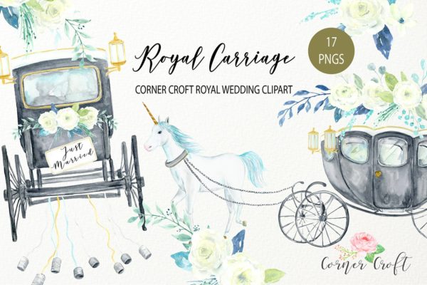 童话故事皇家马车水彩手绘插图 Royal Carriage Illustration