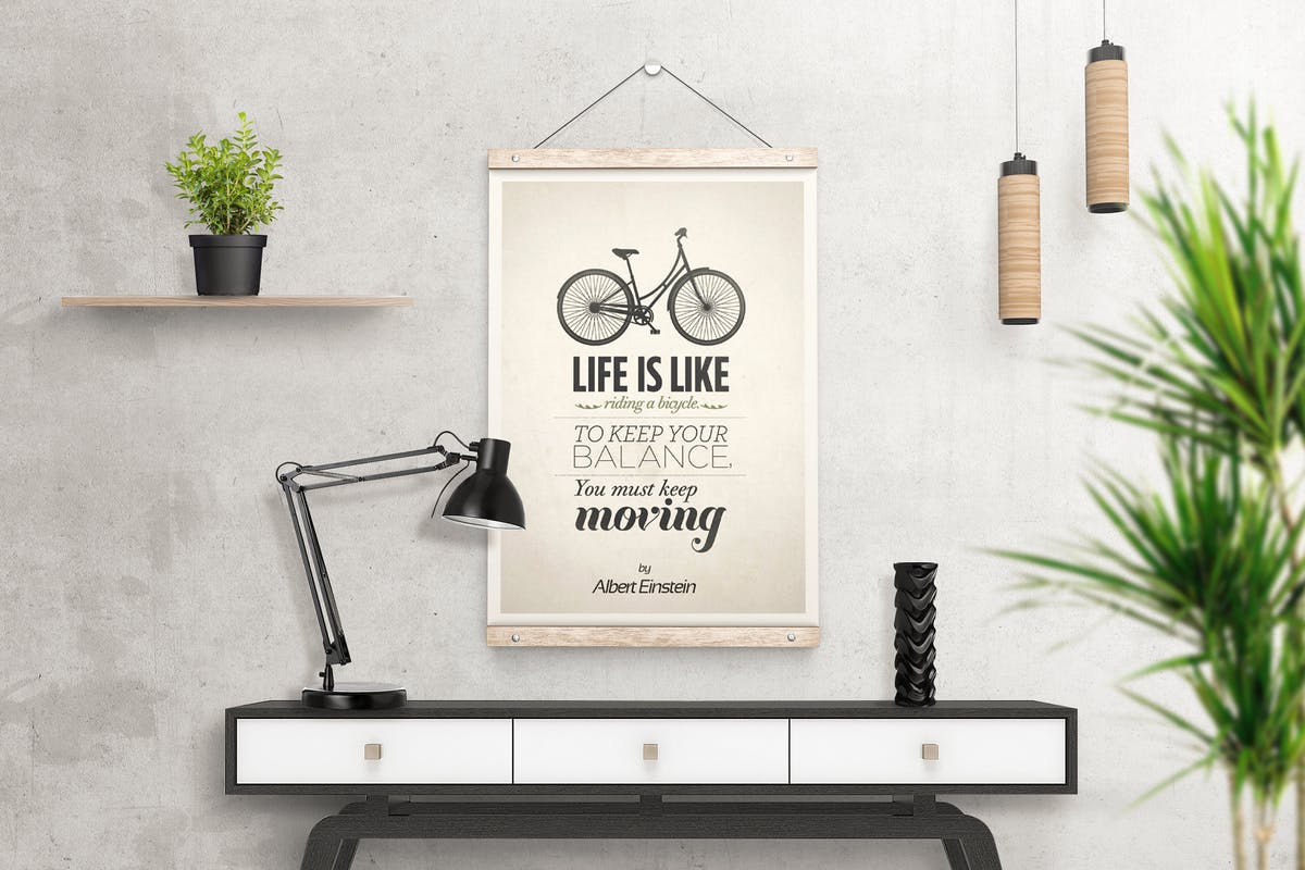 墙壁木制挂架海报广告样机 Wooden Poster Hanger Mockup插图