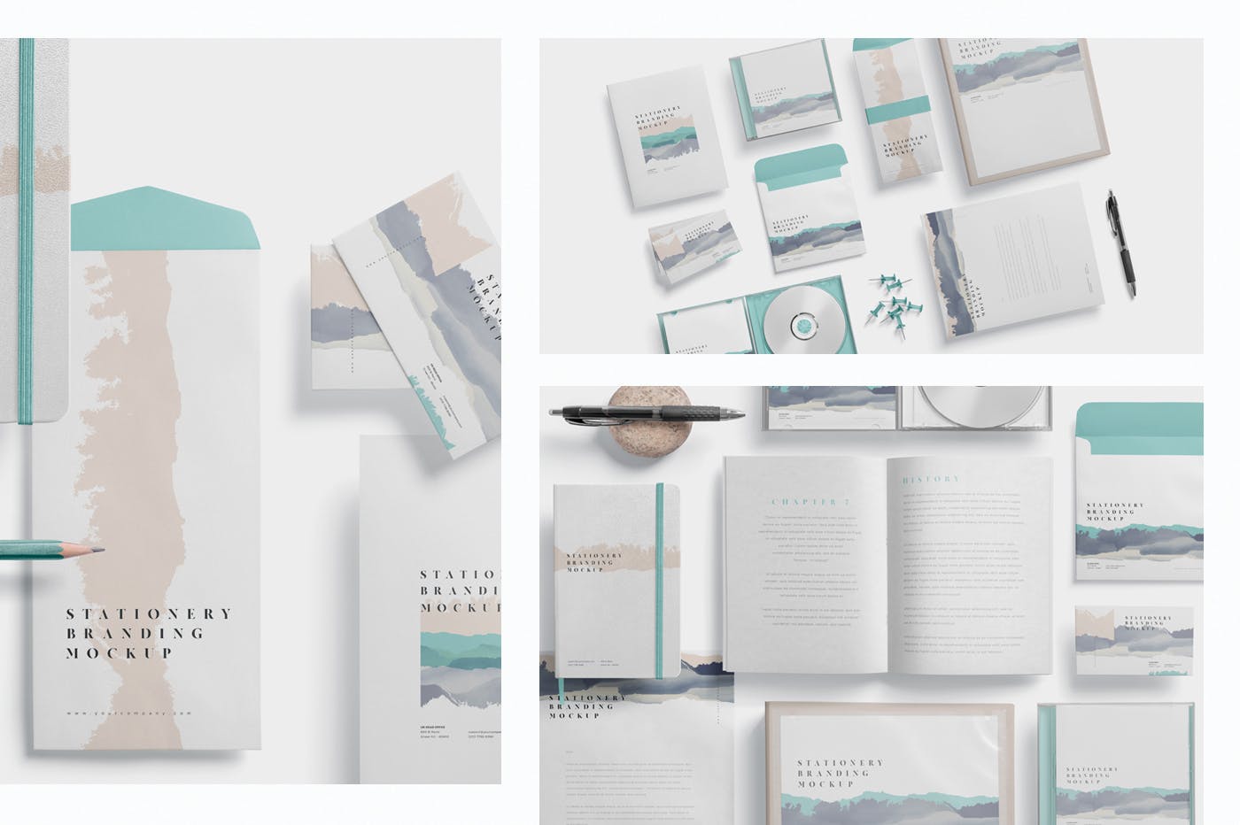 办公用品套装品牌VI设计预览样机模板 Stationery Branding Mockups插图(1)