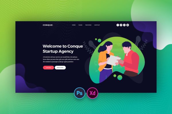 业务沟通场景Web网站设计矢量插画 Startup Hero Header Template