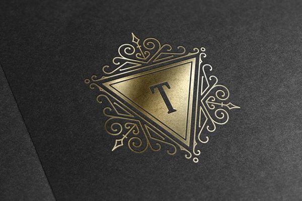 华丽复古感金箔奢侈品牌logo设计 Luxury ornament logo